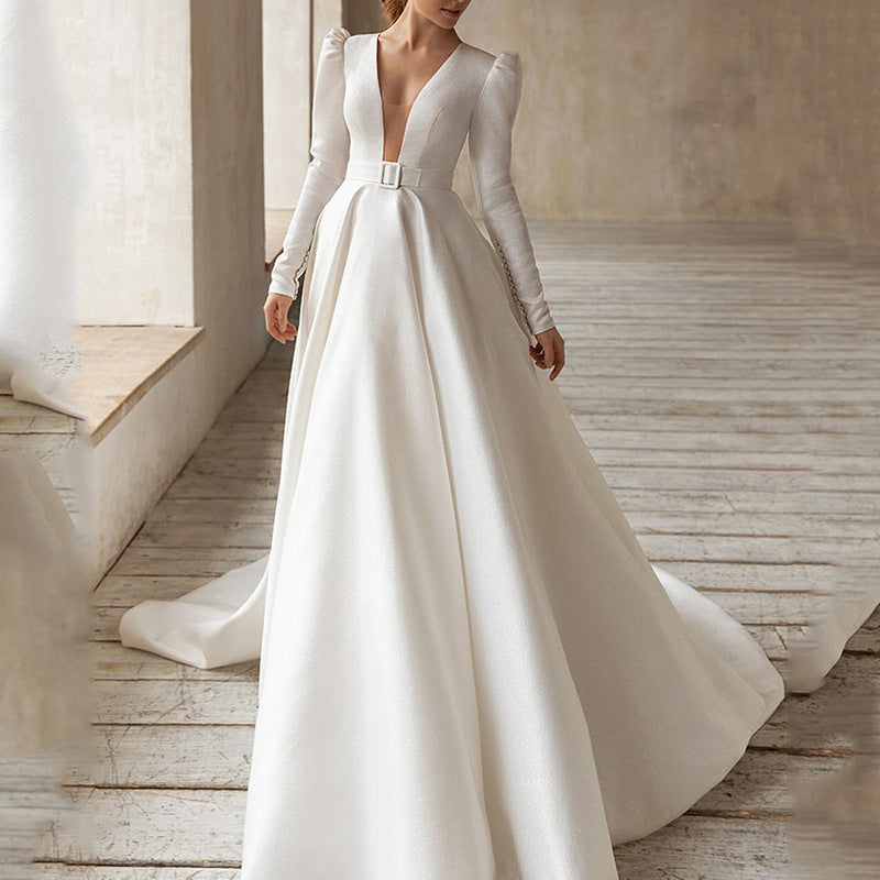 Dress Socialite White Satin Slim High French Dress by Ragazza