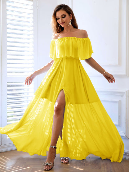 Women Clothing Off Shoulder Split Dress by Ragazza