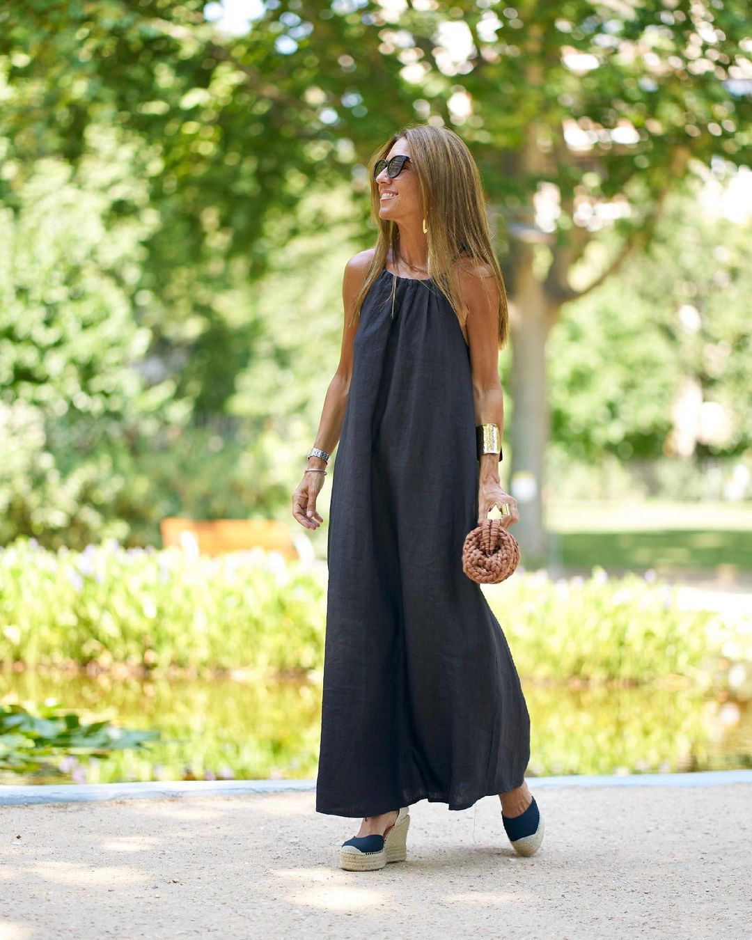 Women Halter Slit Cotton Linen Casual Holiday Dress Spring Summer by Ragazza