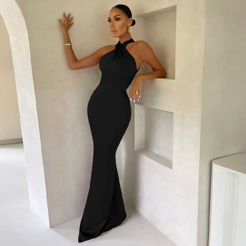 Sexy Solid Color Slim Sleeveless Backless Dress Women by Ragazza