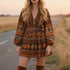 Women Clothing Bohemian Print Long Sleeve Dress Women Loose Casual by Ragazza