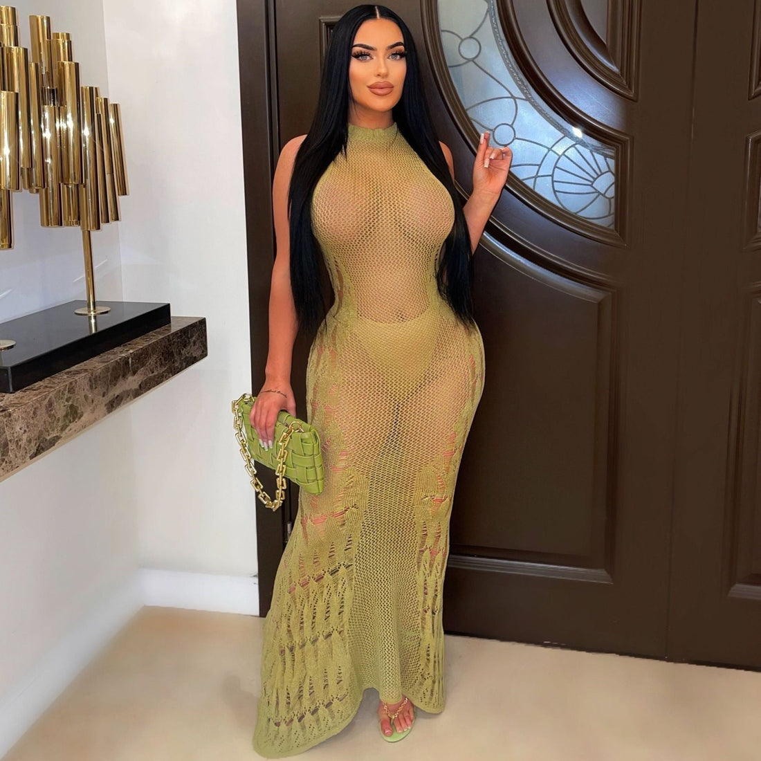 Summer Sexy Women Dress Fashionable Knitted Hollow Out Cutout Beach Dress by Ragazza
