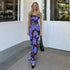 Summer Women Clothing French off Neck Strap Backless Long Printed Dress by Ragazza