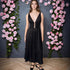 Elegant Sleeveless Deep V Plunge Black Camisole Maxi Dress Elegant High Grade Formal Dress Women Dress by Ragazza