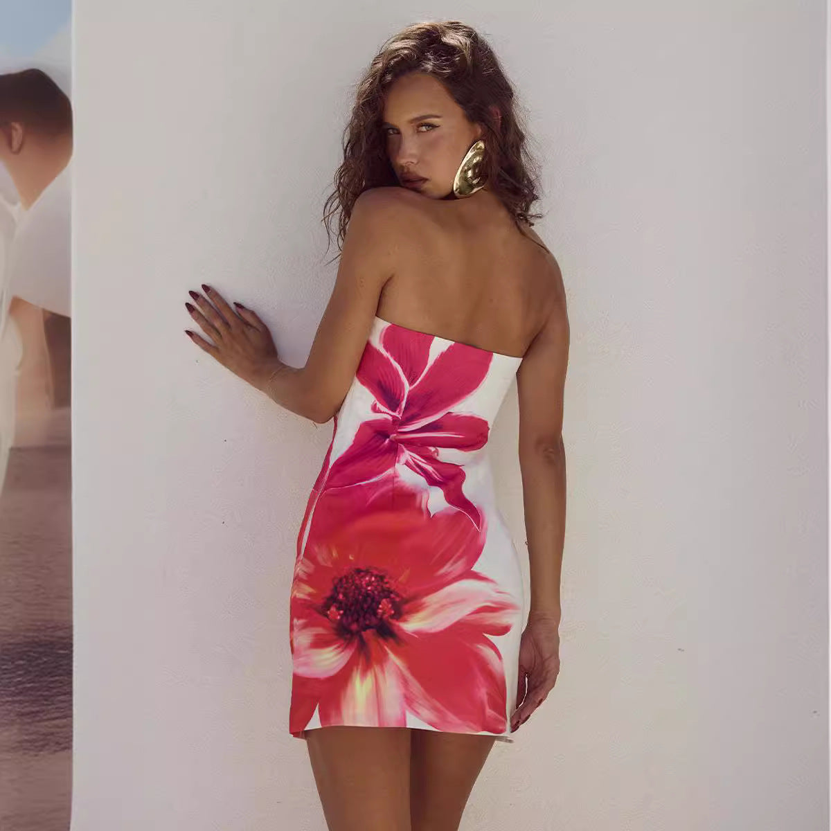 Summer Sexy Women Tube Top Floral Print Slim Sheath Short Dress by Ragazza