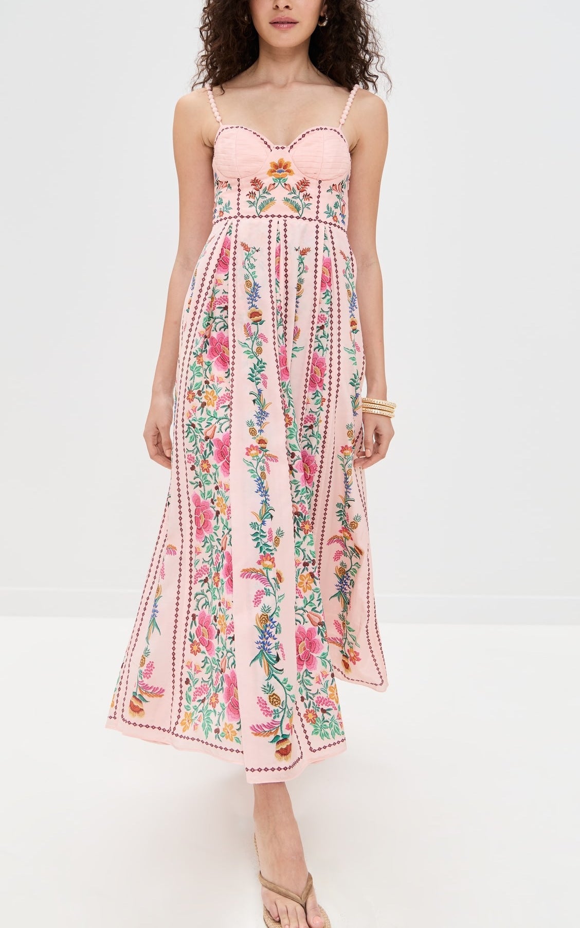 Sexy Decorative Beads Sling Positioning Print Holiday Dress Women by Ragazza