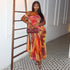Women Clothing Loose Comfort Printing Pleated Cool Hip Dress Tube Top Diagonal Collar Holiday Maxi Dress by Ragazza