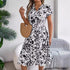 Spring Summer Casual V neck Buttons Batwing Sleeve Floral Swing Dress Women Clothing by Ragazza