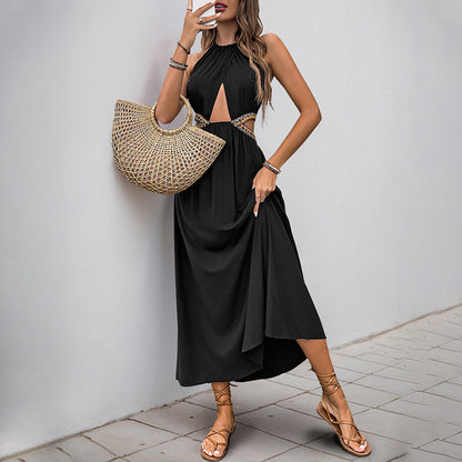 Women Casual Holiday Hollow Out Cutout Ethnic Webbing Decorative Stitching Dress  DestGlow