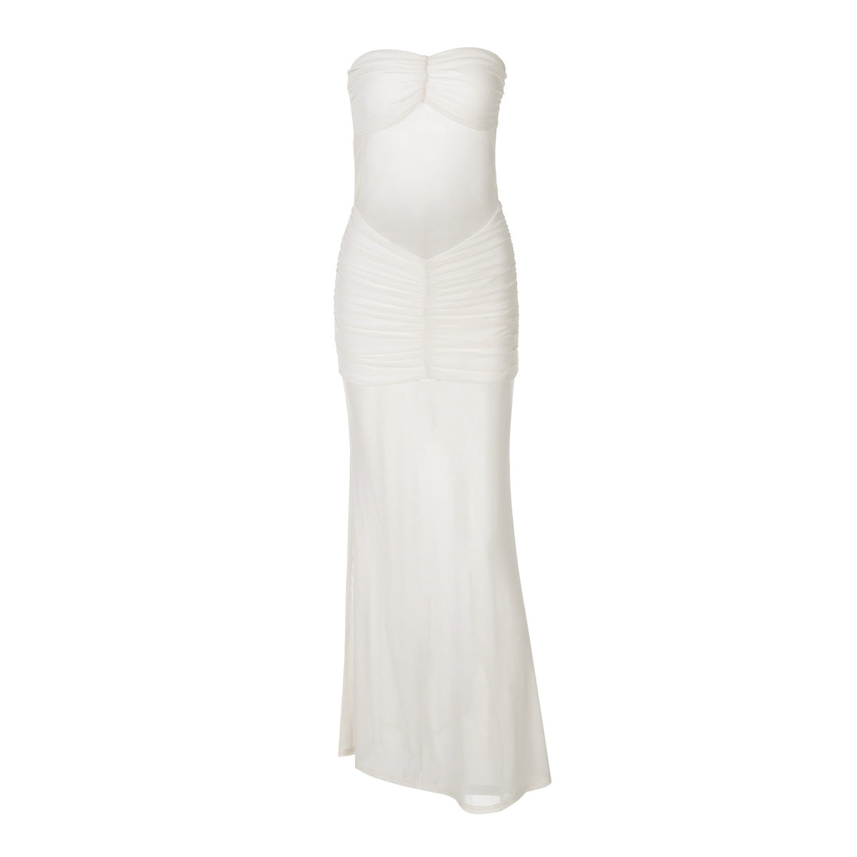 Mesh Stitching Dress Summer Women Sexy off Neck Tube Top Dress by Ragazza