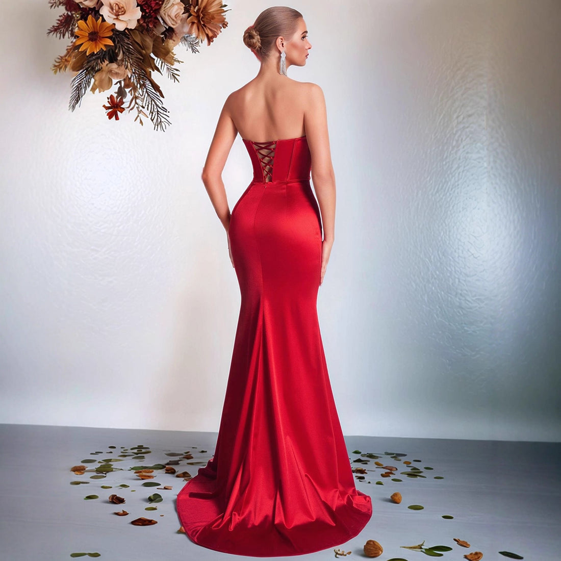 Tube Top Fishtail Evening Dress Cocktail Annual Meeting Host Bride Toast Dress Split Long Slim Dress by Ragazza