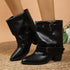 Medium Straight Pants Pipe Boots Women Autumn Winter Simple Big Tube Circumference Thick Heel Pointed Boots  DestGlow