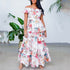 Women Summer round Neck Long Sleeve Printed Ruffled Maxi Dress Vacation Dress for Women by Ragazza