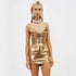 Sexy Golden V neck Strap Backless Little Short Dress Sequin Dress Nightclub Dress by Ragazza