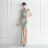 Ruffled Craft Beaded Socialite Ceremony Dinner Performance Long Sequ Dress by Ragazza