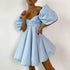 Off Neck Short Dress for Women Summer Puff Sleeve High Waist A line Dress French Princess Dress for Women by Ragazza