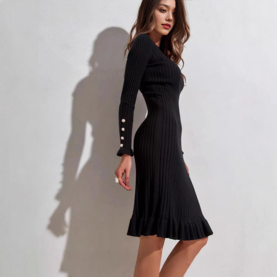 Mid Length below the Knee Sweater Dress Women Sexy Knitted Fishtail Dress Women by Ragazza