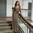 Solid Color Long Sleeve Dress Women Autumn Winter Elegant V neck Slim Hip Knitwear Dress by Ragazza