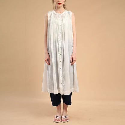French Pleating Dress Summer Western Paris Yarn Loose Large Dress A Line Dress Can Be Used as Blouse by Ragazza