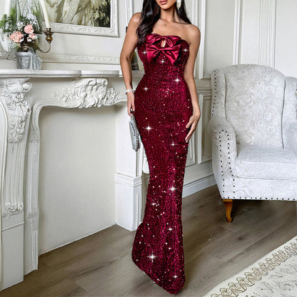 Women Elegant Evening Dress Tube Top Sexy Maxi Dress by Ragazza