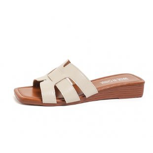 Hollow Out Cutout Low Heel Slippers Women Summer Outdoor Casual Silver Wedge Beach Slippers  DestGlow