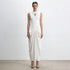 Elegant Elegant Dress Stand Collar Sleeveless Hollow Out Cutout Metal Decorative Twist Pinch Pleated Maxi Dress  DestGlow