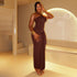 Women Clothing Lace up Pleated Slim Fit Corset Hip Hanging Collar Sleeveless Backless Solid Color Maxi Dress 