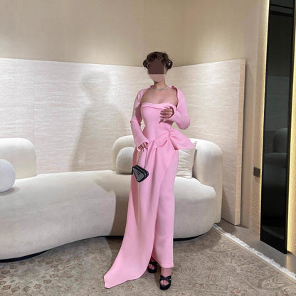 Summer Elegant Sexy Shawl Tube Top Slit Ball Dress Two Piece Set  DestGlow