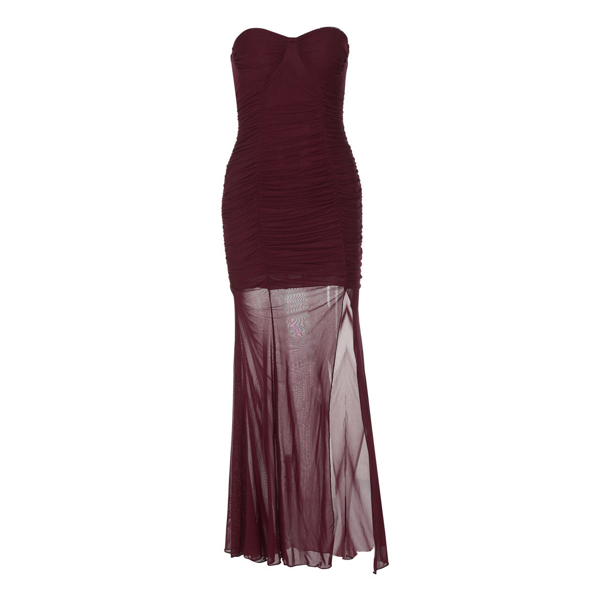 Mesh Stitching Dress Summer Women Clothing Split Sexy Bandeau Slim Fit Women Dress by Ragazza