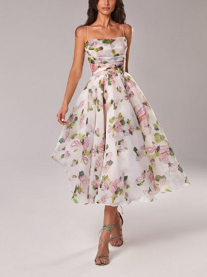 Summer Women Clothing Tube Top Sleeveless Printed Large Swing Dress by Ragazza
