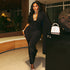 Solid Color Backless Sexy Women Clothing Asymmetric Hip V neck Long Sleeve Party Dress  DestGlow