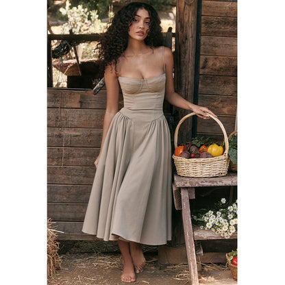 Sexy Dress Sexy Women Clothing Sexy V neck Strap Mid Length Dress Waist Tight Slim Backless Dress for Women by Ragazza