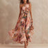 Fashionable Elegant Printed Dress Sexy One Shoulder Waist Tight Elegant Beach Dress  DestGlow