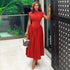 Women Clothing Summer Crew Neck Fitted Waist High Waist Boning Corset A Line Dress by Ragazza