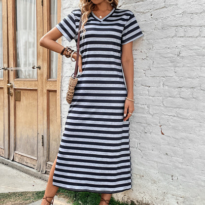 Women Loose Comfortable Striped Casual Dress by Ragazza