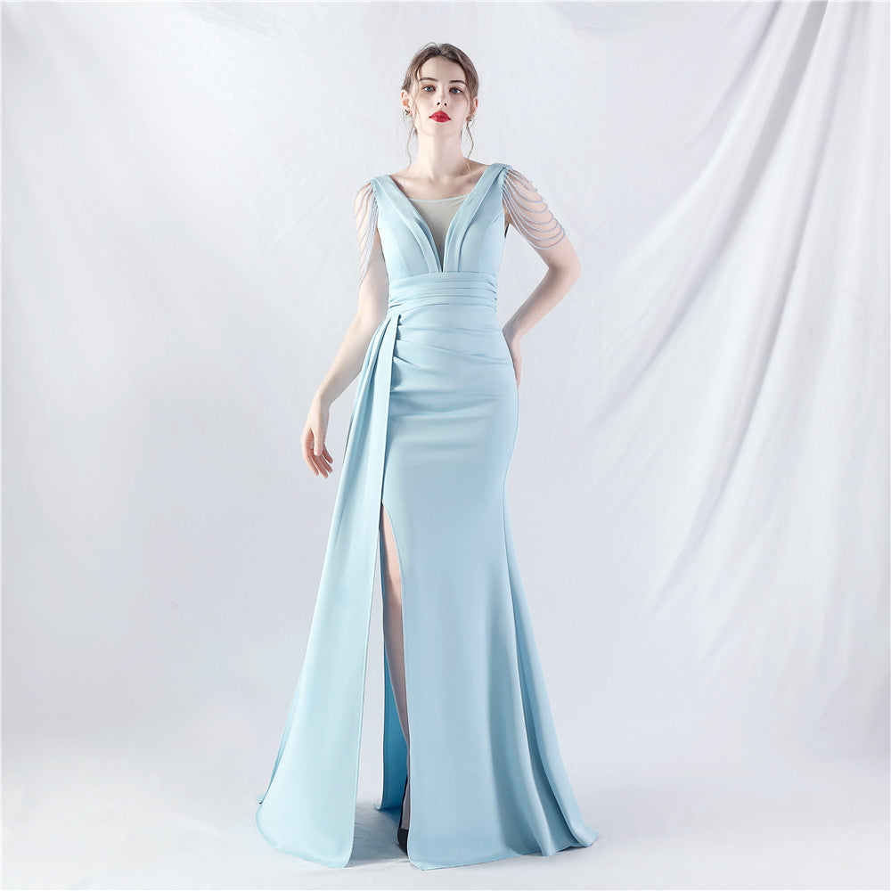 Total Satin Folding Craft Craft Beaded Evening Dress by Ragazza
