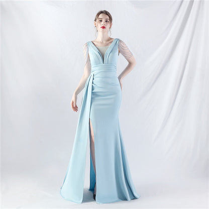Total Satin Folding Craft Craft Beaded Evening Dress by Ragazza