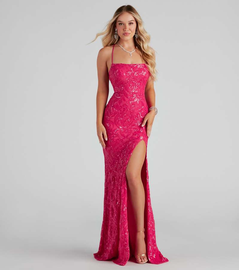 Sexy off Neck Sequined Evening Dress Elegant Slit Cocktail Party Dress by Ragazza