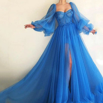 Summer Women Clothing Graceful Fashionable Dress Mesh Split Expansion Dress Wedding Evening Dress by Ragazza