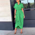 Women Clothing Dress Arrival Collared Elegant Mid Length Short Sleeve Single Breasted High Waist Shirt Dress by Ragazza