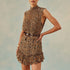 Summer Printed Turtleneck Mini Sleeveless Short Ruffled Dress Women Clothing by Ragazza