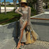 Women Clothing See through round Neck Long Sleeve Split Sun Protection Sexy Dress by Ragazza