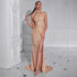 Women Sexy High Split Dress Oblique Shoulder Gorgeous Party Dinner Dress by Ragazza