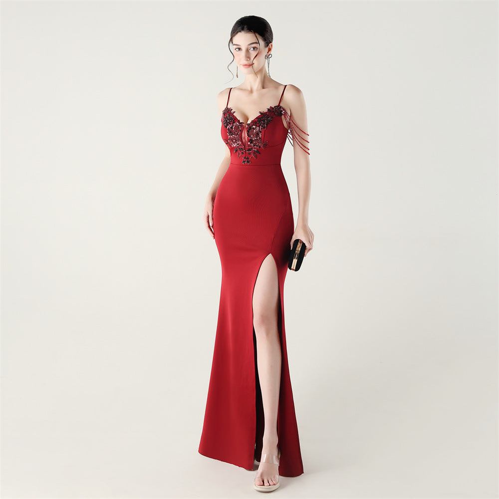 Bead Tube Applique Handmade Beaded Boning Corset Waist Trimming Lace up Satin Evening Dress Cocktail Social Slimming Slim Fit by Ragazza