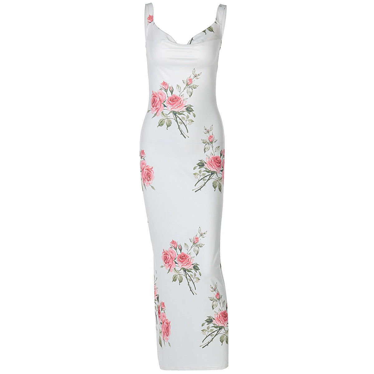 Summer Women Clothes Vacation Printed Maxi Dress Sexy Backless Slim Fit Dress by Ragazza