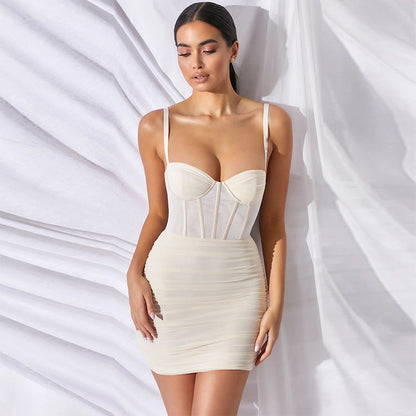 Mesh Summer Backless Design Sling Boning Corset Dress Women Clothing by Ragazza