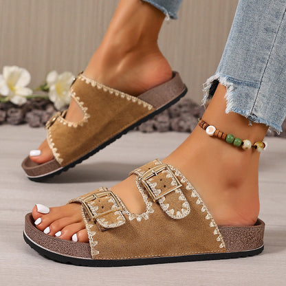 Hasp Platform Slippers Women&