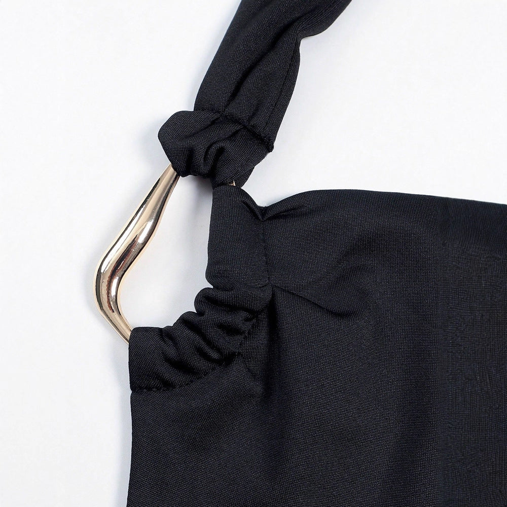 Halter Waist Controlled Pleated Sexy Dress Sexy Look Fairer Slimming Slim Women Clothing by Ragazza
