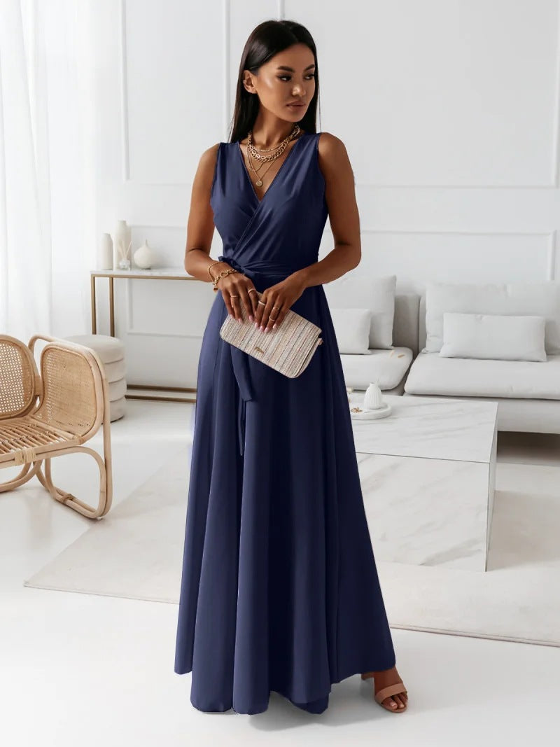 Women Clothing Tied V Neck Evening Party Maxi Dress Women by Ragazza