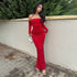 Women Clothing Sexy Sexy off Shoulder Tube Top Oversleeve Slim Sheath Split Elegant Dress by Ragazza